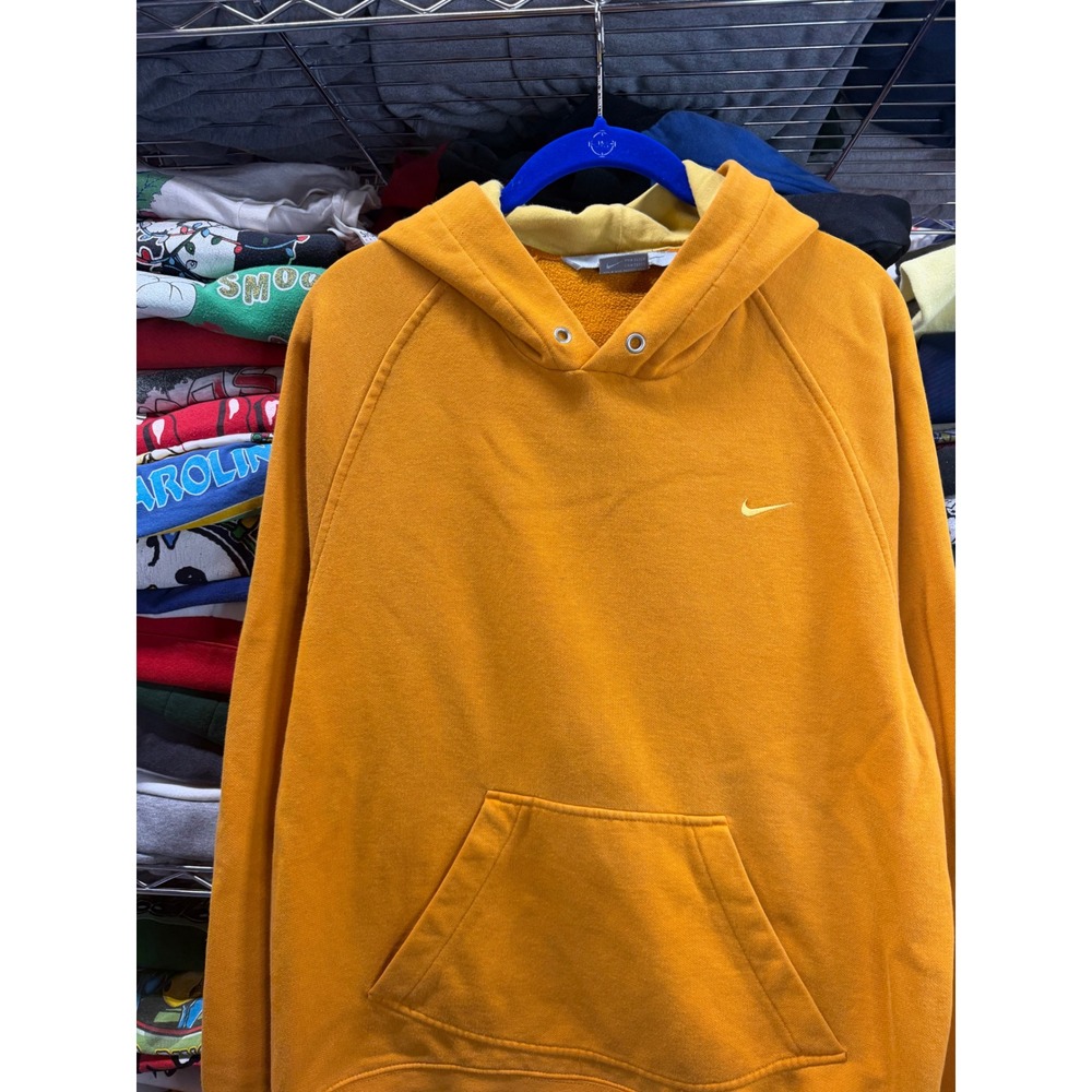 Nike Mens Mustard Orange Embroidered Swoosh Pullover Hoodie Medium 6758